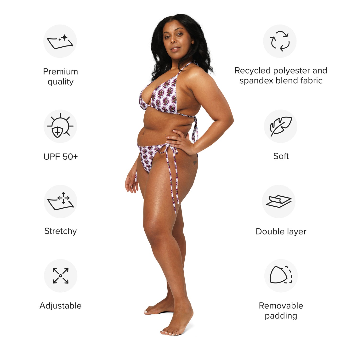 Wan Ali Vegas Designer All-over print recycled string bikini