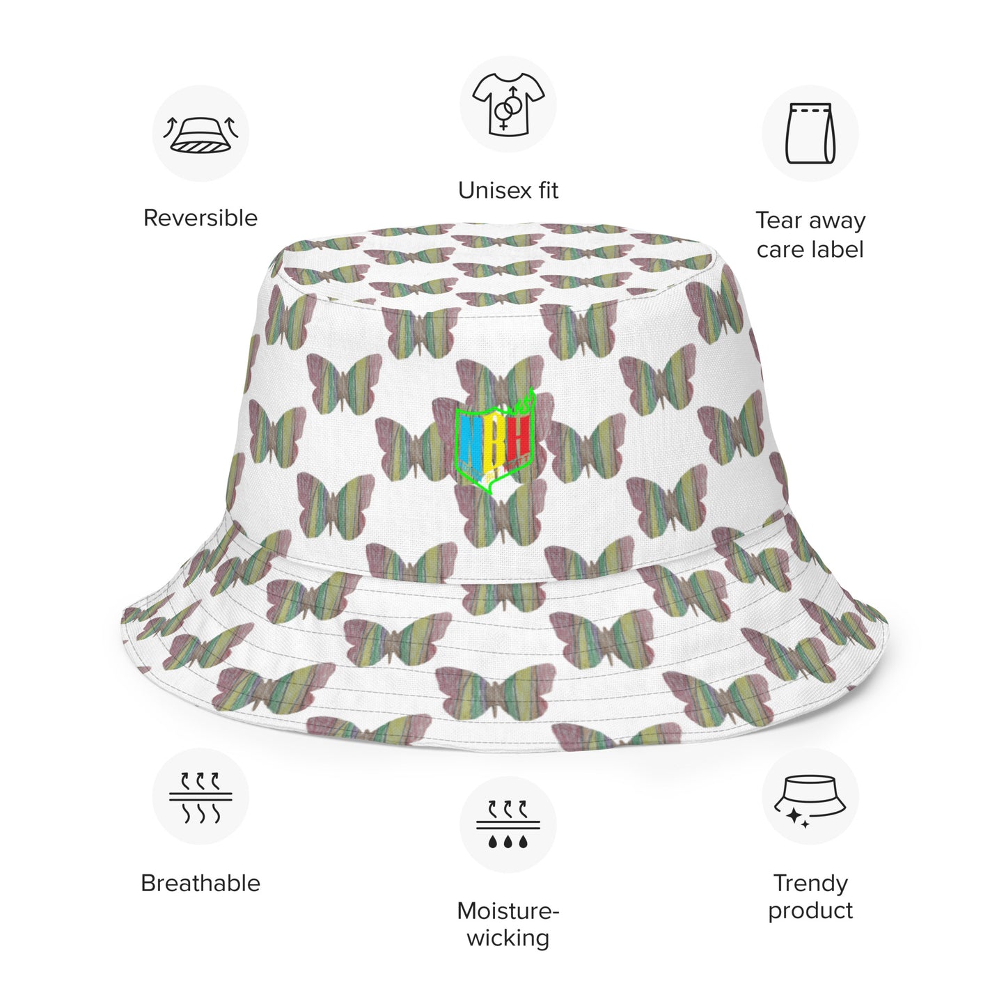 Butterfly by Mia N. Reversible bucket hat