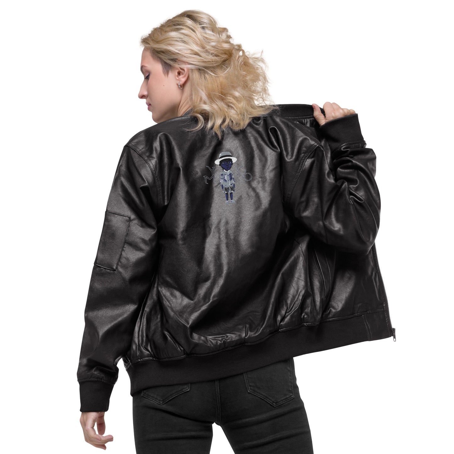 Young Mystro Leather Bomber Jacket