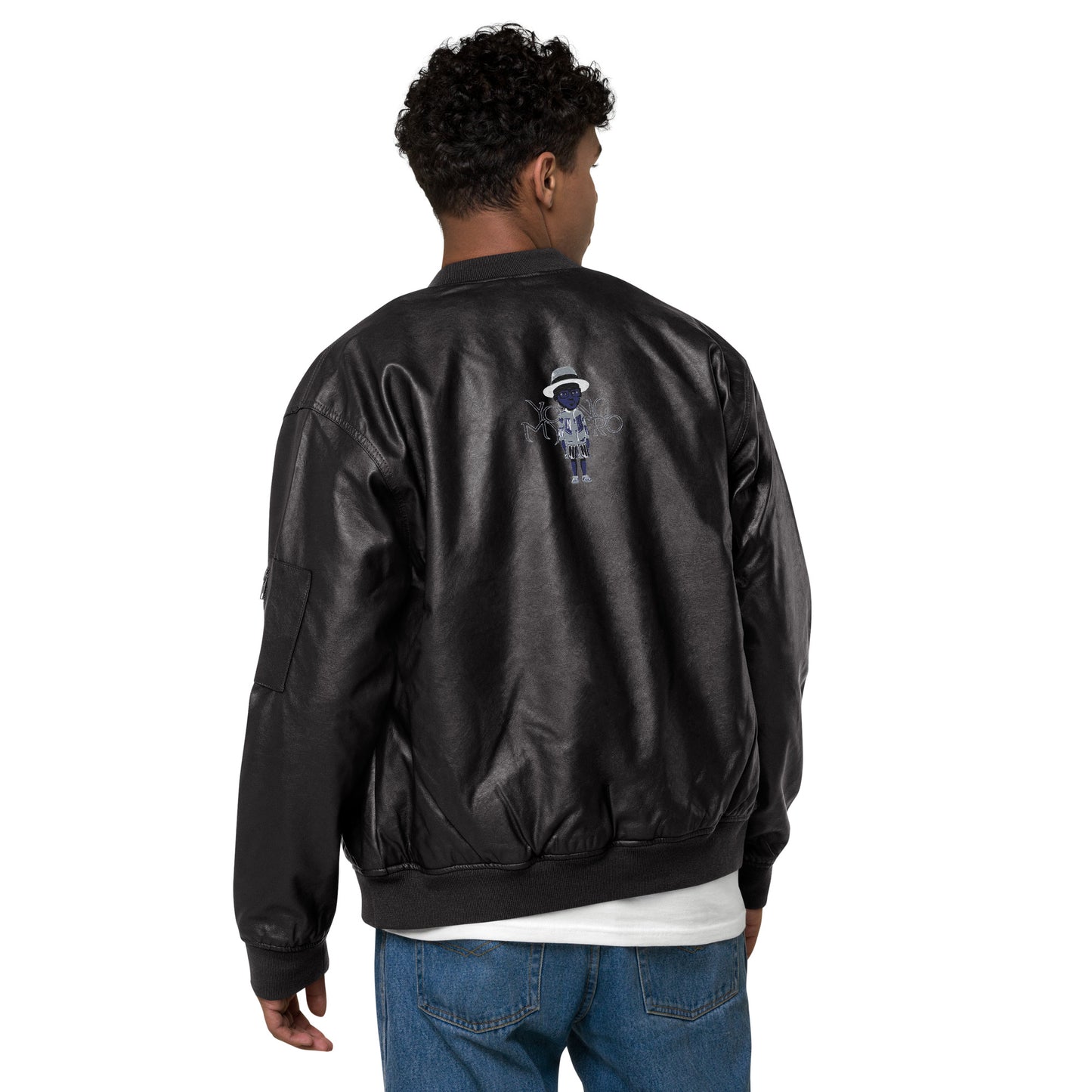 Young Mystro Leather Bomber Jacket