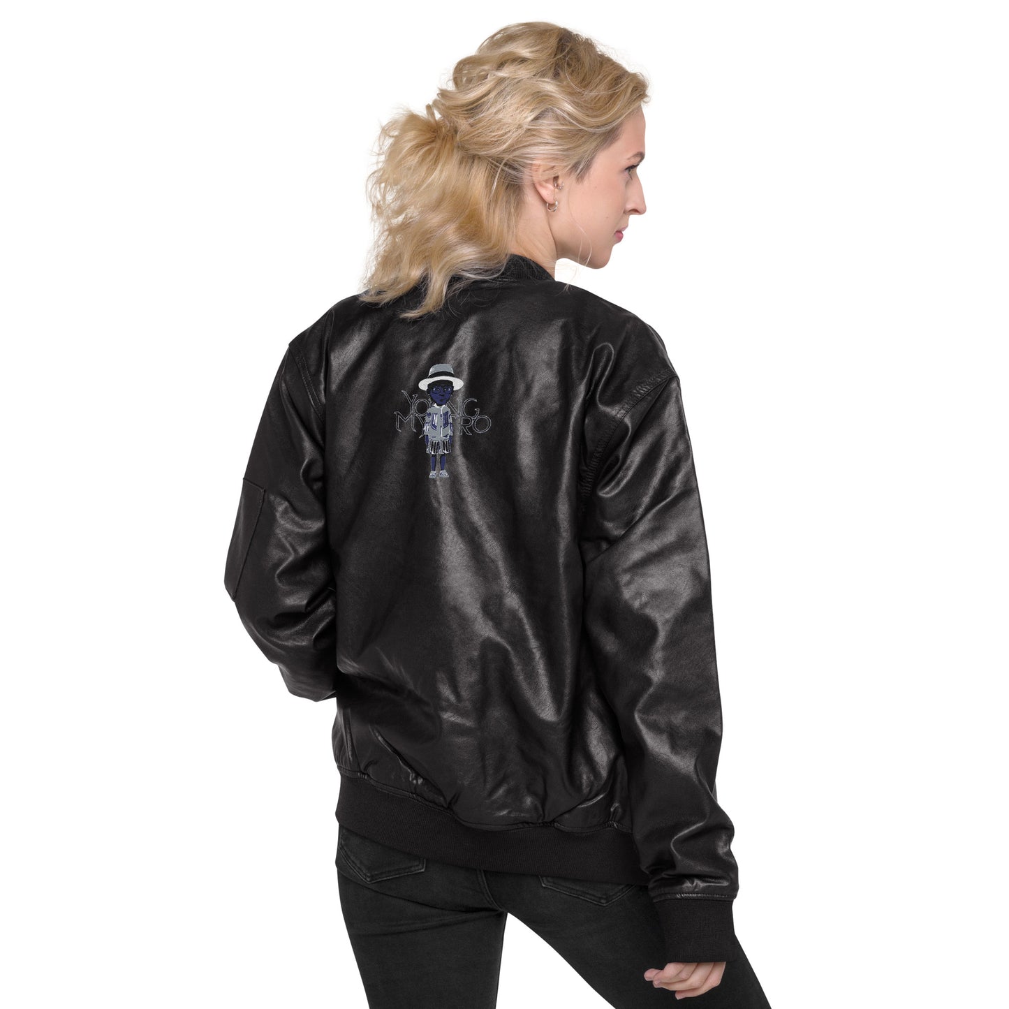 Young Mystro Leather Bomber Jacket