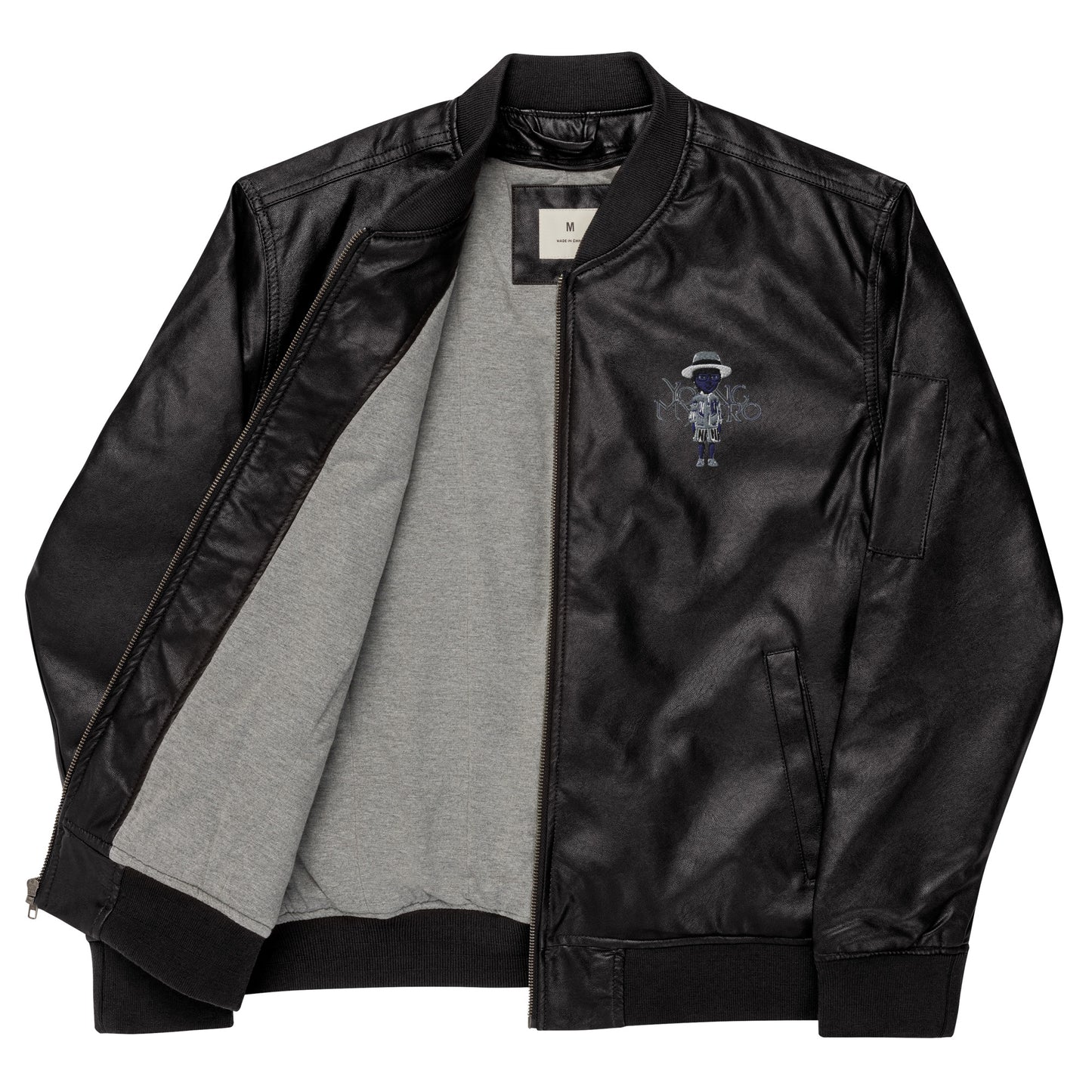 Young Mystro Leather Bomber Jacket