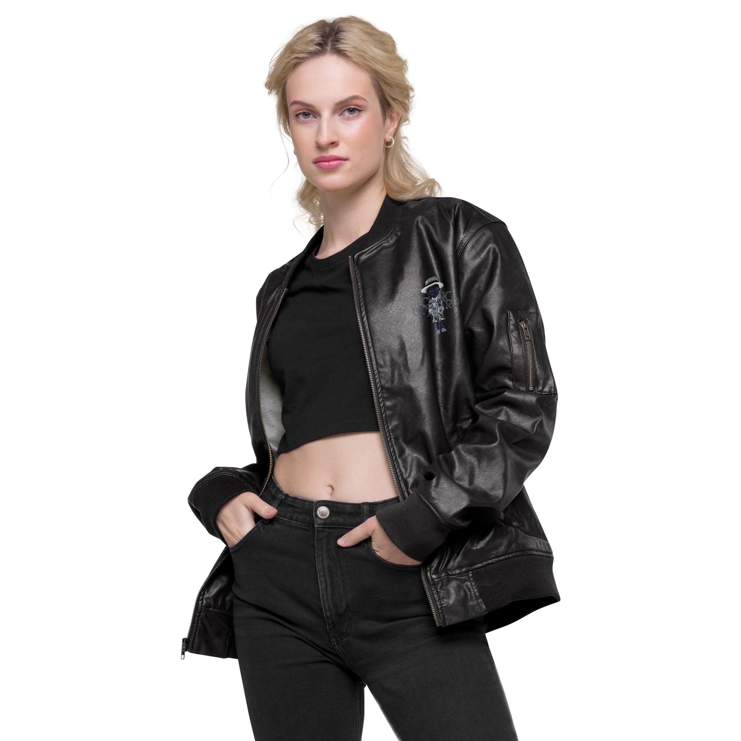 Young Mystro Leather Bomber Jacket