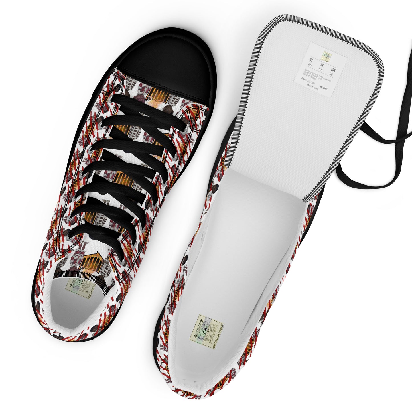 NBH all over print Men’s high top canvas shoes