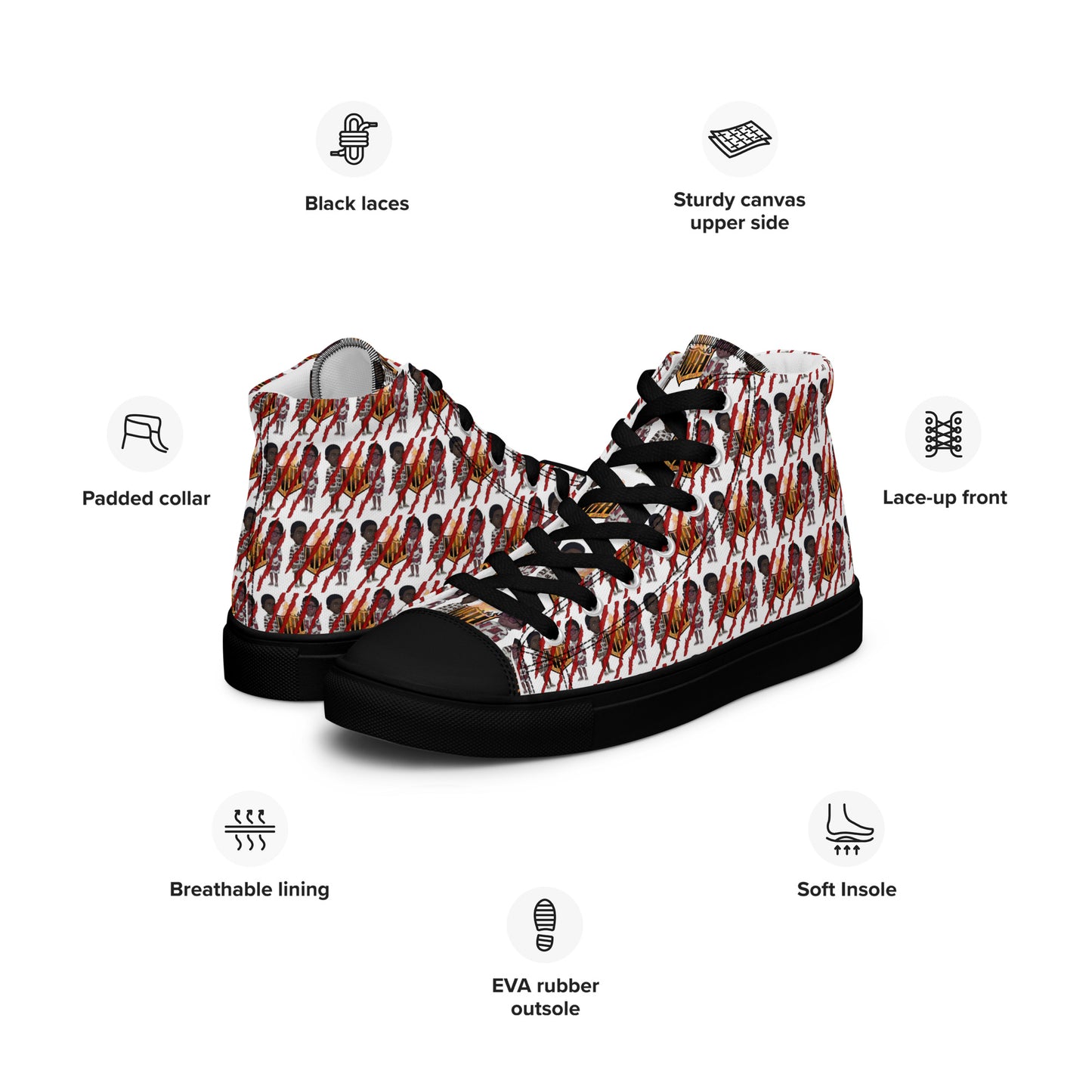 NBH all over print Men’s high top canvas shoes